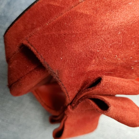 Miss Me Red Suede Peep Toe Platform Heel 8 1/2 - Picture 10 of 11